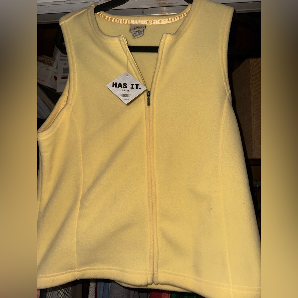 L.L. Bean Light Yellow Zip-Up Vest